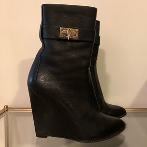 Givenchy Shark Lock Wedge Leather Booties 37